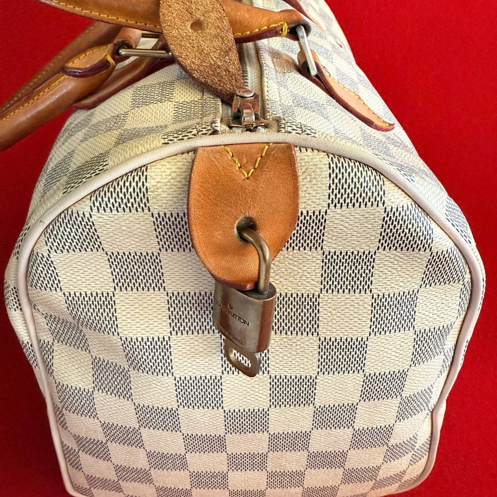 Louis Vuitton Damier Azur Canvas Satchel with Vachetta Leather Handles - Picture 2 of 14